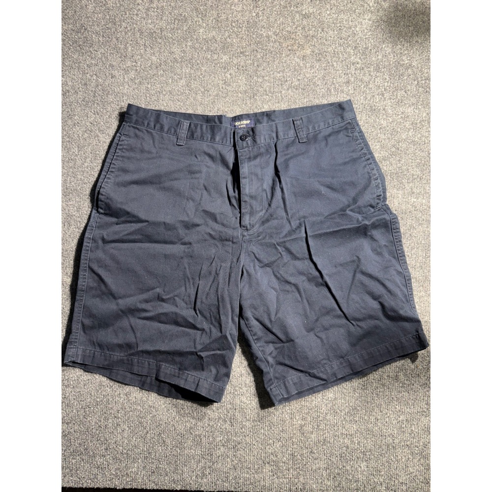 Dockers Mens Navy Blue Khaki Shorts Flat Front Cotton Twill Casual Size 36